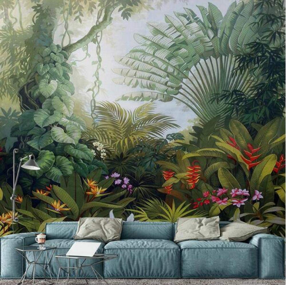 Papier peint mural forêt tropicale style européen rétro salon 400x280 cm