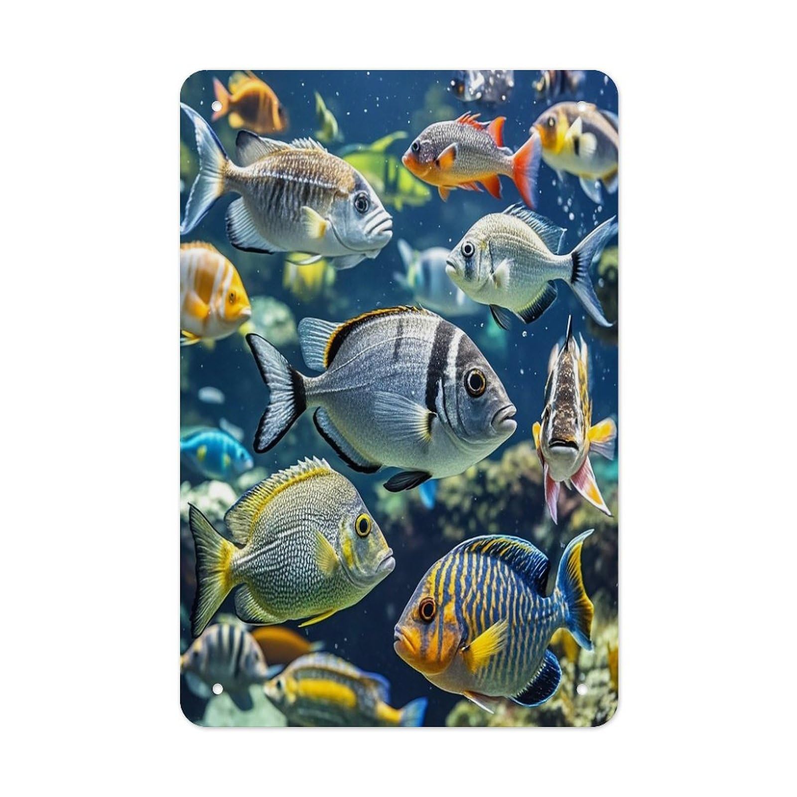 Different Fish Metal Tin Sign Funny Vintage Metal Signs Metal Art Poster Man Cave Decor Retro Tin Sign for Home Office Kitchen Bar Cafe Garden Wall Decor 11.8 X 7.9 Inch