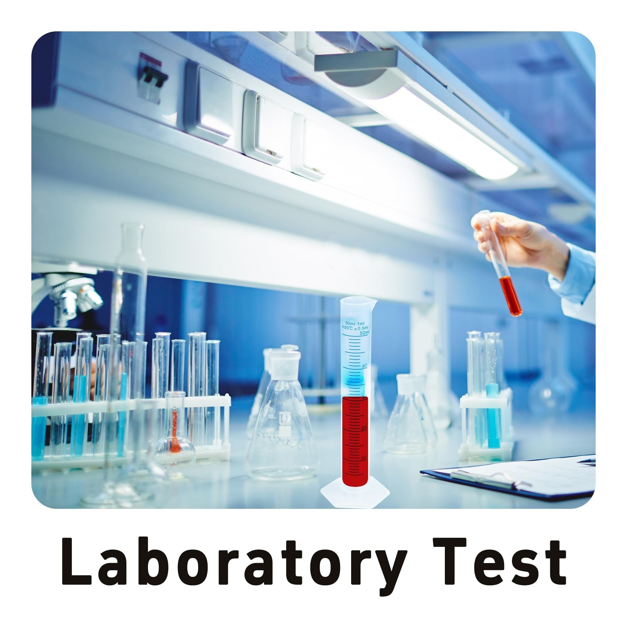 Provetta Graduata Trasparente, Confezione da 3 cilindri Graduati in plastica da 25 ml a 100 ml(50ml)