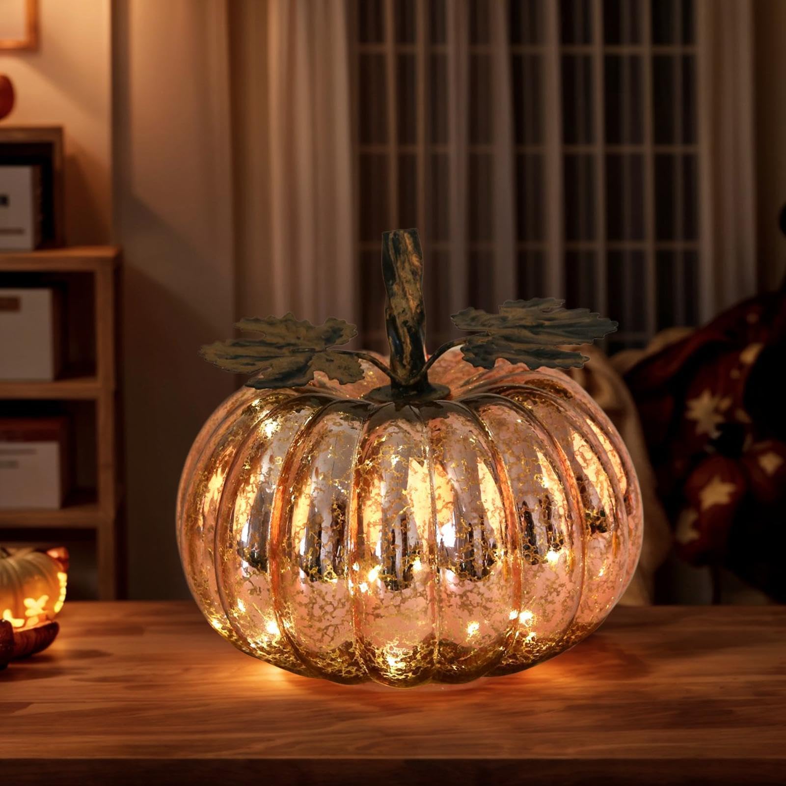 Generico LED Decorazione Autunnale per Il Ringraziamento in Vetro con Timer