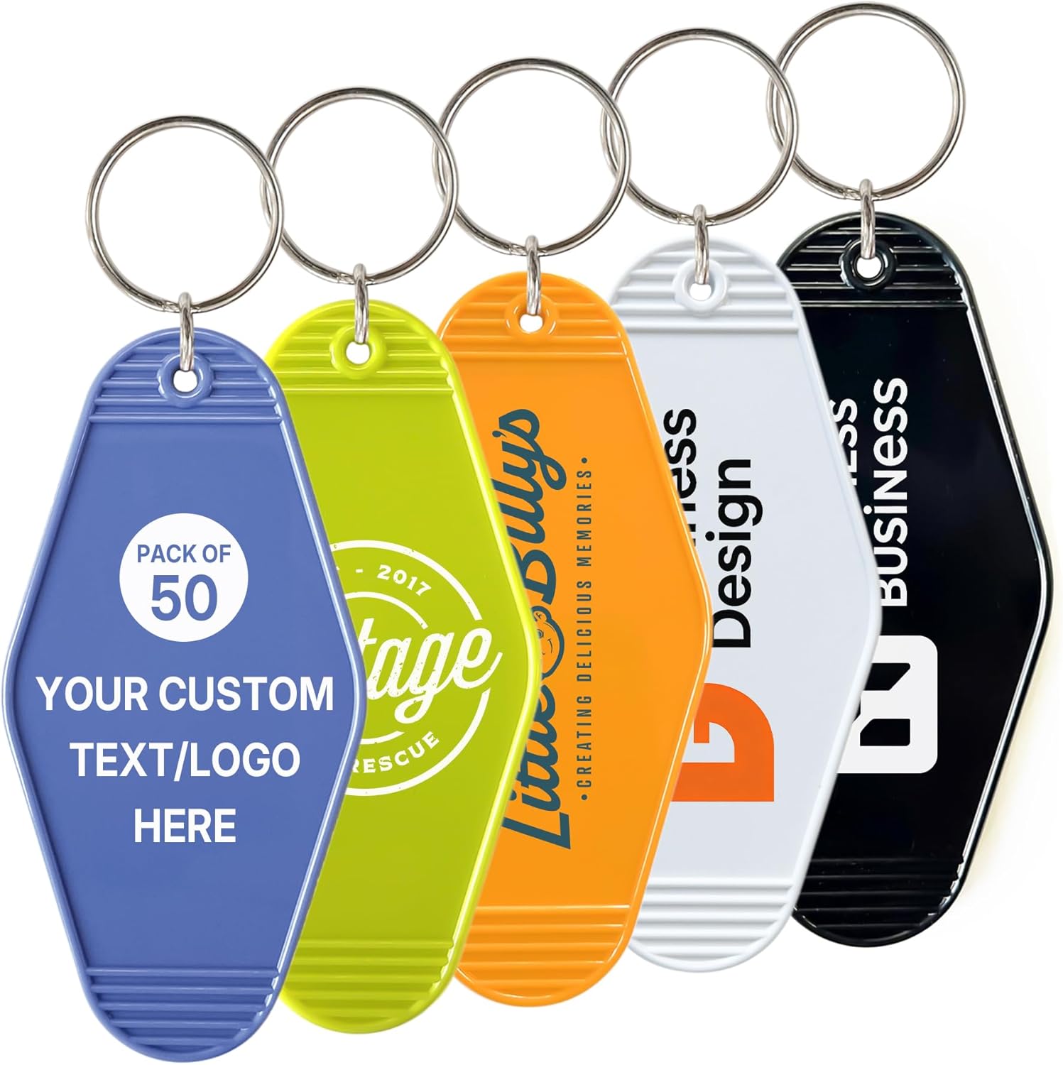 Custom Keychains Bulk with Logo - Double Sided UV Printed Plastic Keychains for Events, Gifts & Promotional Items