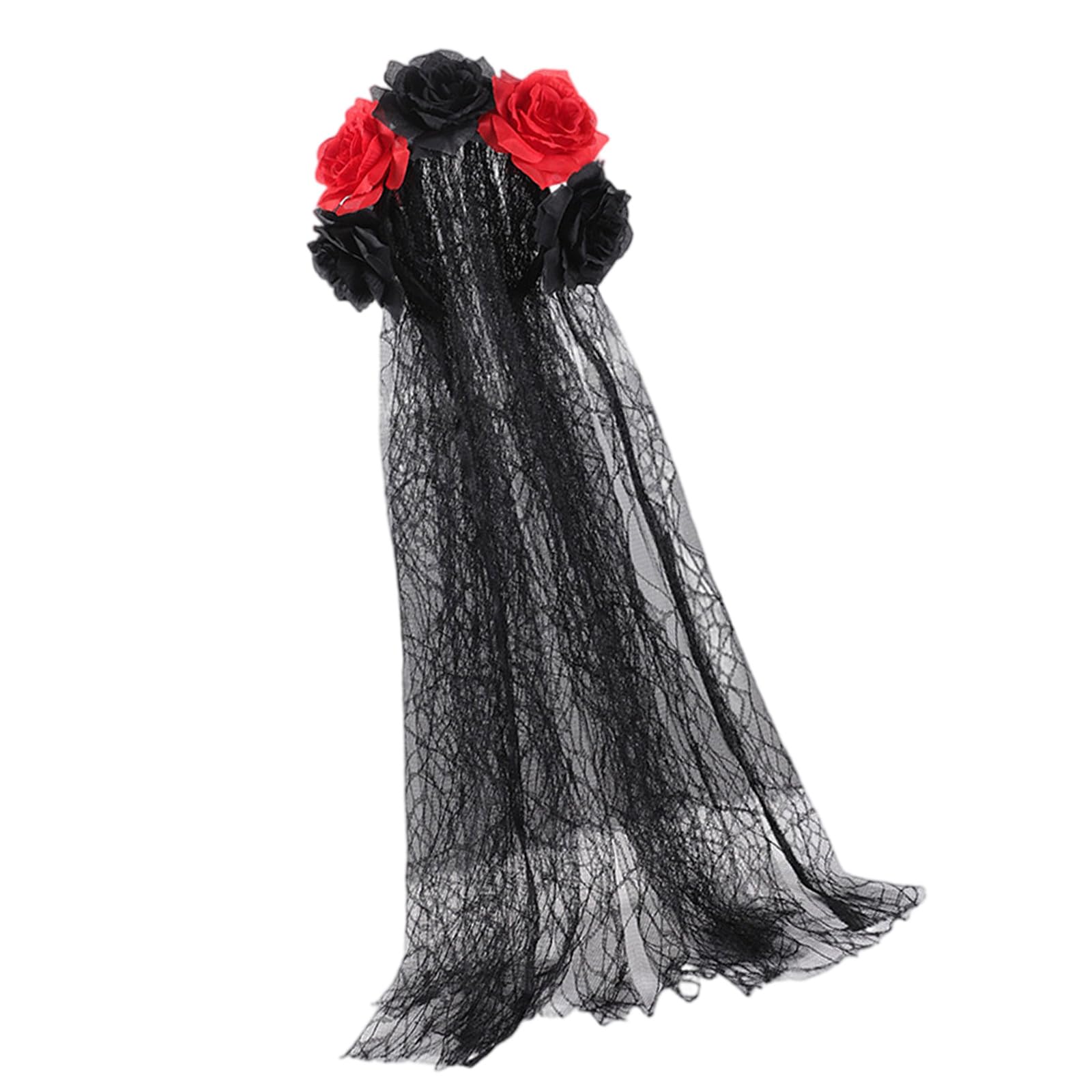 Xjdzineq Rose Florals Crowns Veils Day of the Deads Headpiece Cosplay Halloween Costume, Sugar Skull Costume Headpieces Gifts Day of the Deads Headpiece