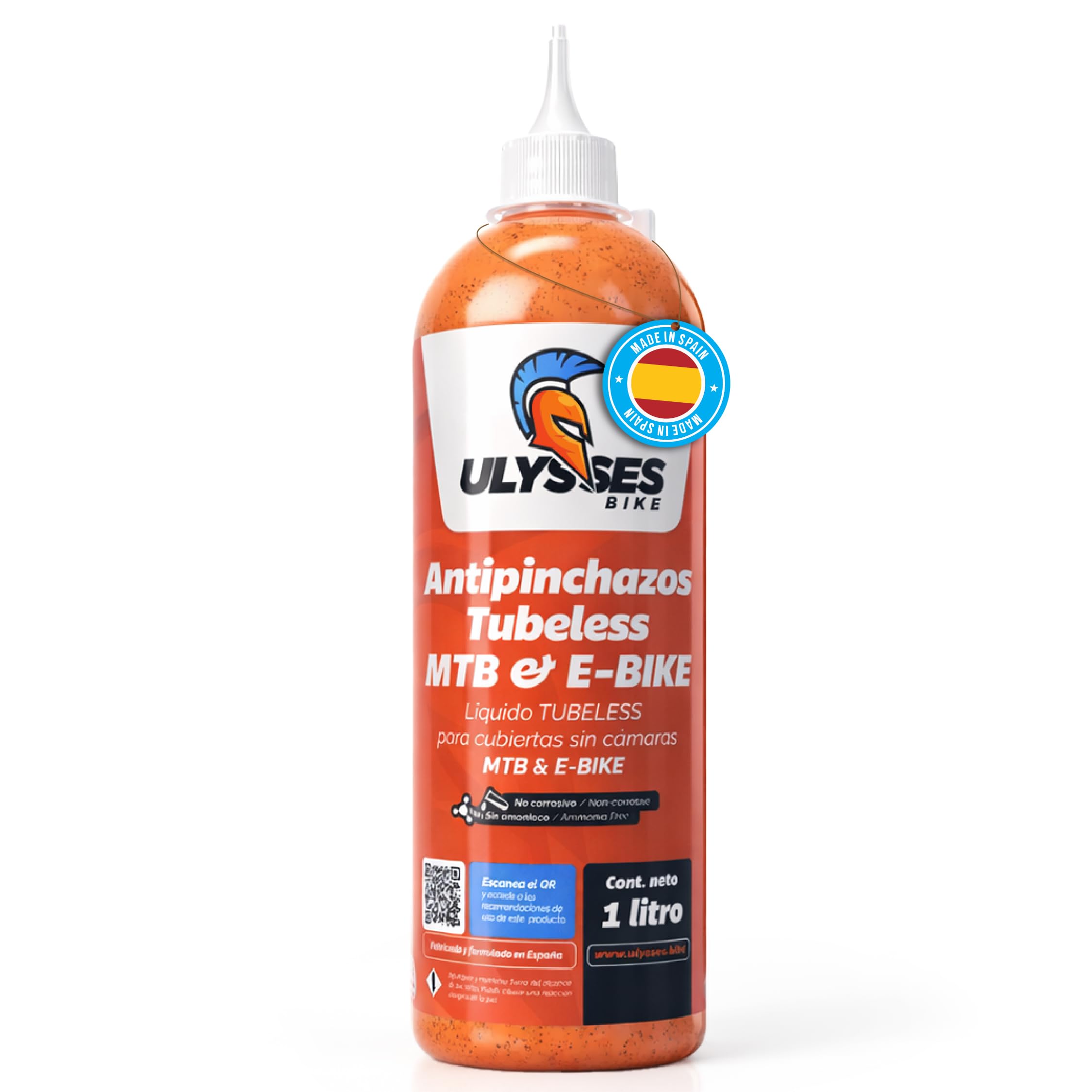 Liquido tubeless MTB y E-Bike 1L | Liquido Antipinchazos Bicicleta sin amoniaco | Sellador Repara Pinchazos Bicicleta | Kit Reparacion Neumaticos | Gel Antipinchazos para Jeringa Tubeless