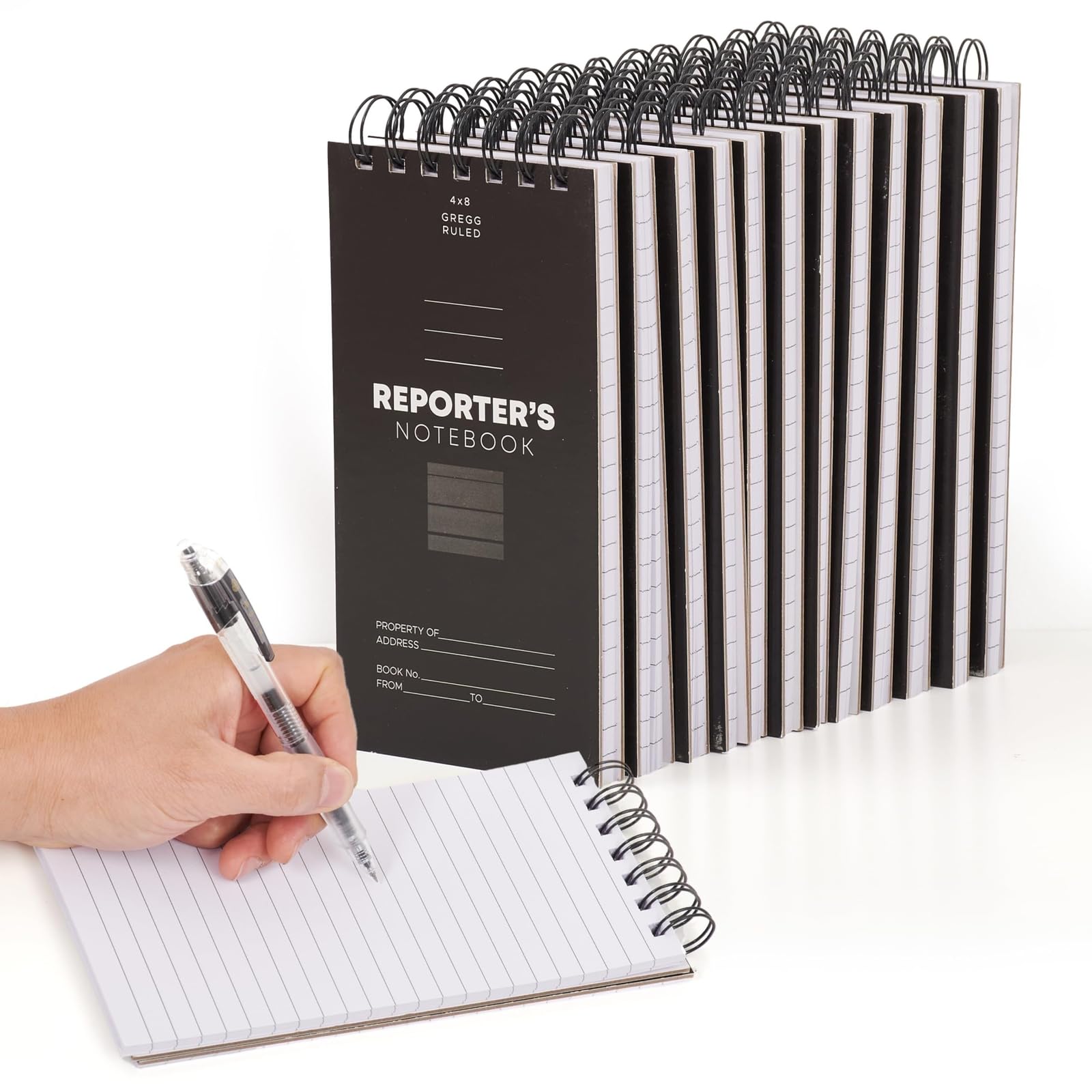 Carnet de notes à spirale durable avec reliure supérieure noire 70 feuilles - 8