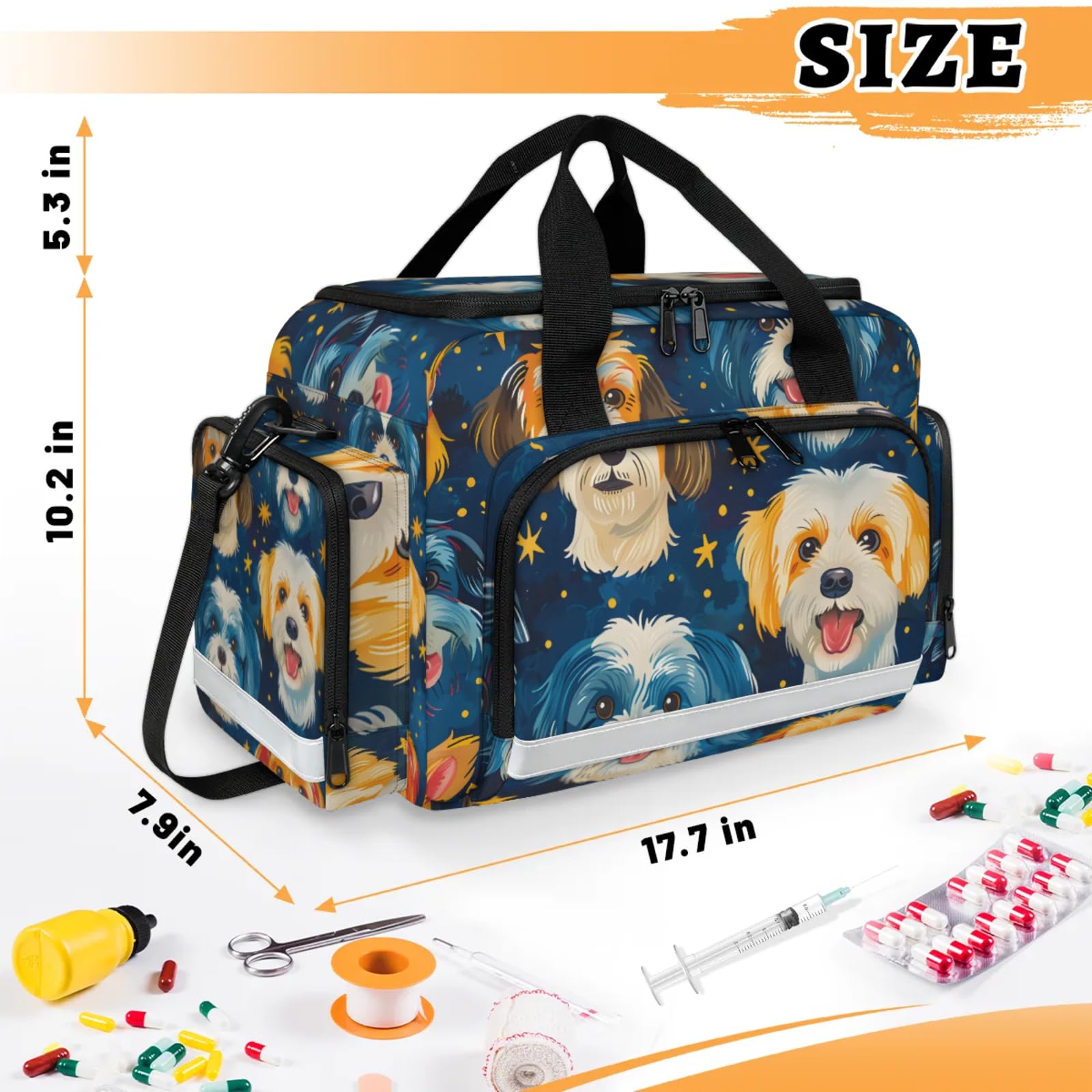 GzLeyigou First Aid Bags Empty, Energetic Dog Emergency Bag First Aid Kit Multiple Compartment Kit Carrier On Call Trauma Bag For Paramedics Emergency Medical Supplies Kit