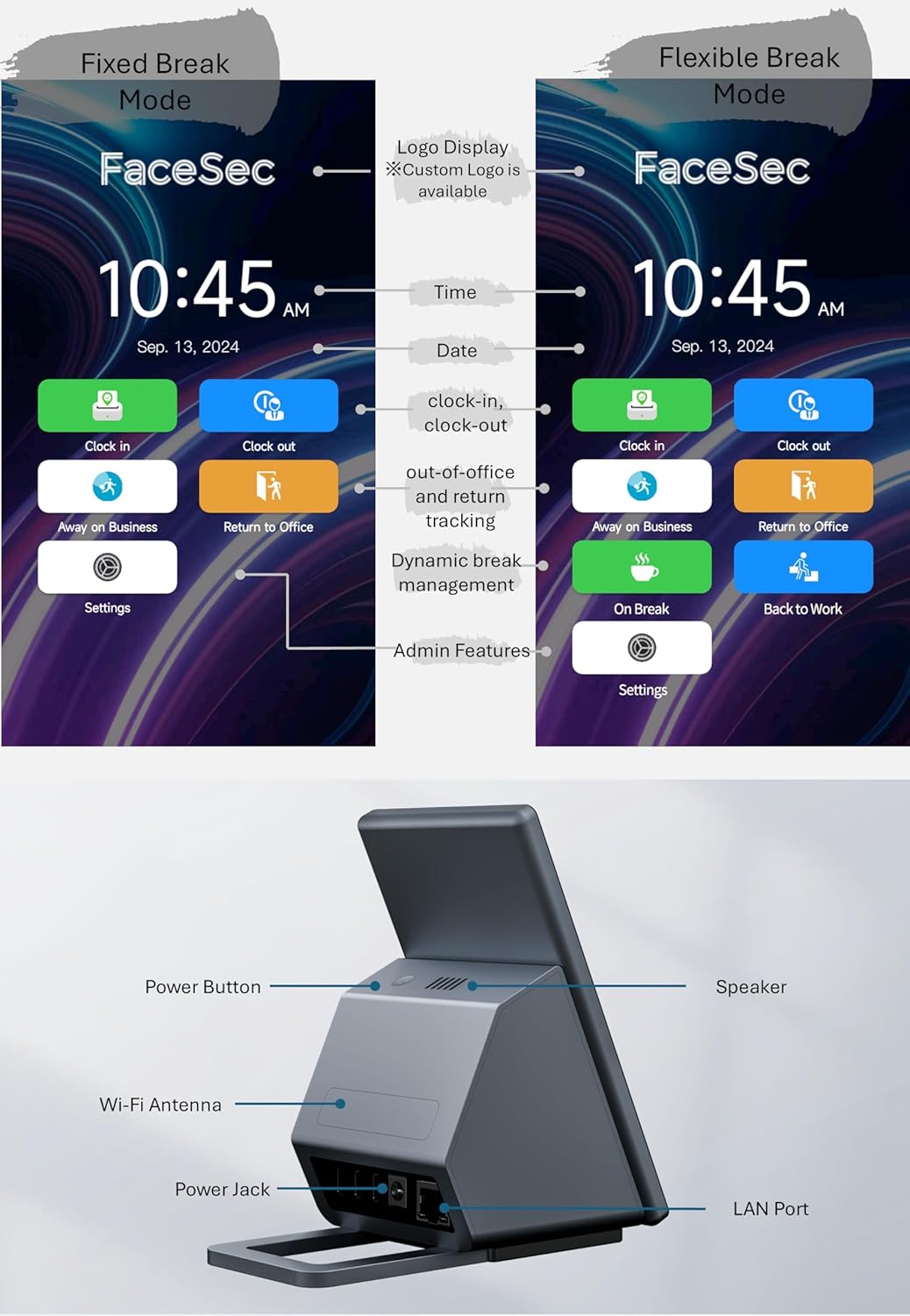FaceSec FAD-D55 AI Face Recognition Time Clock User Manual
