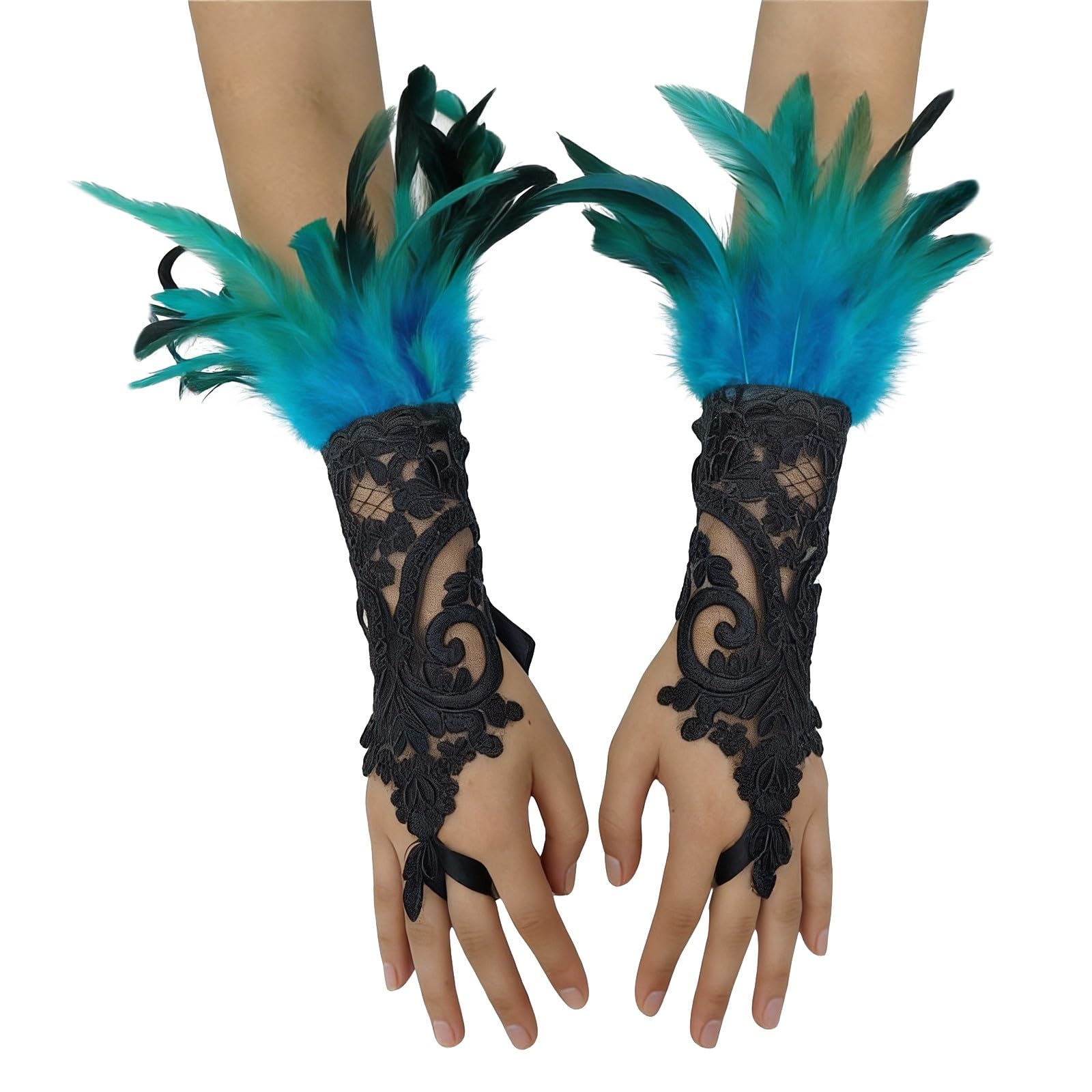 Pfau Kostüm Damen,Pfauenfeder Haarspangen,Feder Manschetten Hand,PfauKostüm Accessoires,Für Karneval Fasching Halloween Mottoparty Cosplay KostüM Damen Fasching Fee