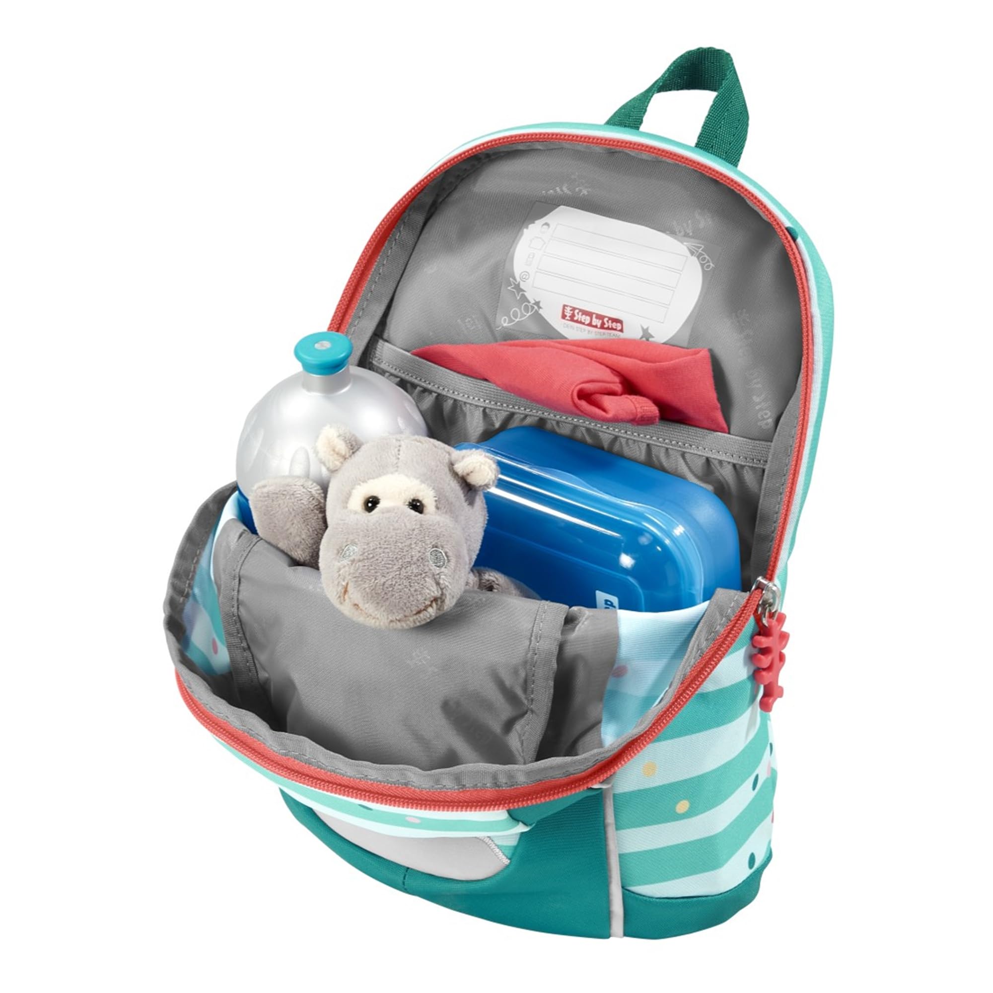 Step by Step KIGA MINI - Mochila ergonómica con correa de pecho ajustable en altura para los más pequeños, para guardería, guardería y Kita a partir de 12 m + , niños pequeños, 6 l, Dog Lucky, Talla