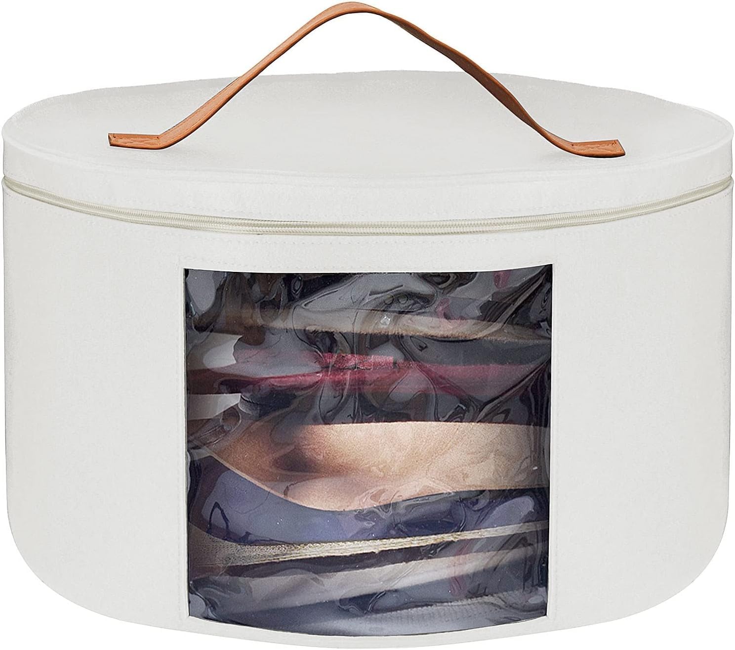 THE WHITE SHOP Hat Box, Hat Storage Box, Stackable Round Brim Hats Organizer Bag Container for Closet, Travel Hat Boxes for Women and Men (White)