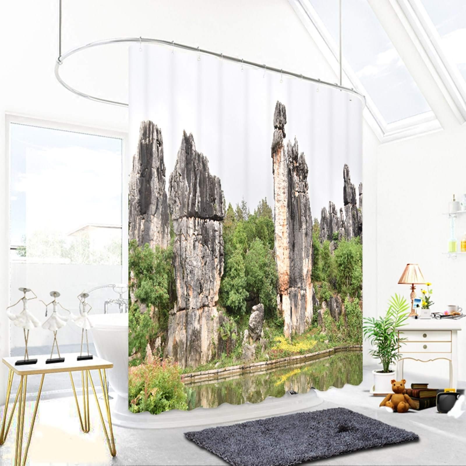 Rideau de douche japonais anti-éclaboussures 200x180cm grand rideau opaque