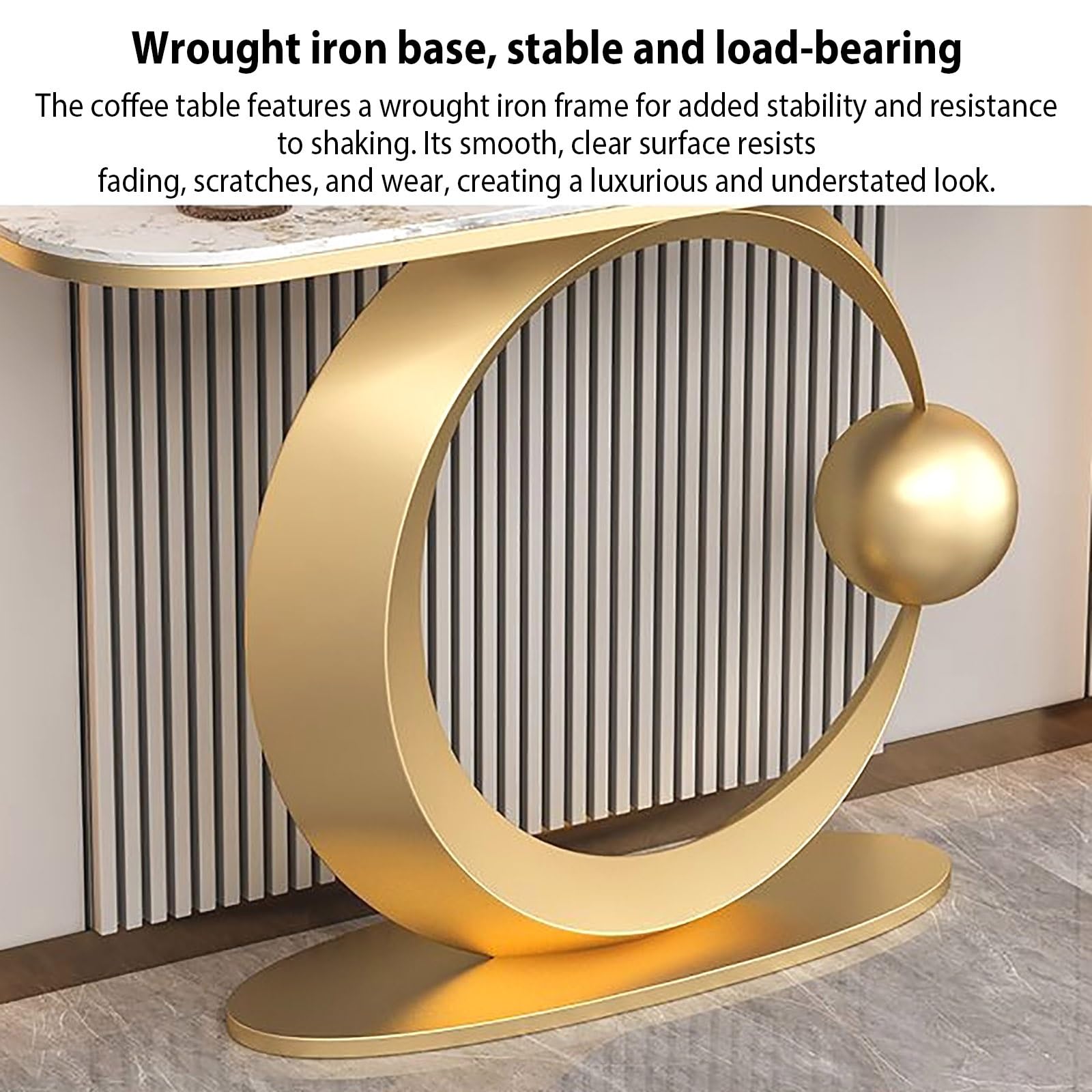 Moderno tavolo da divano in ferro battuto, tavolo da ingresso stretto e lungo per soggiorno con gambe geometriche in metallo(C,59in/150cm)