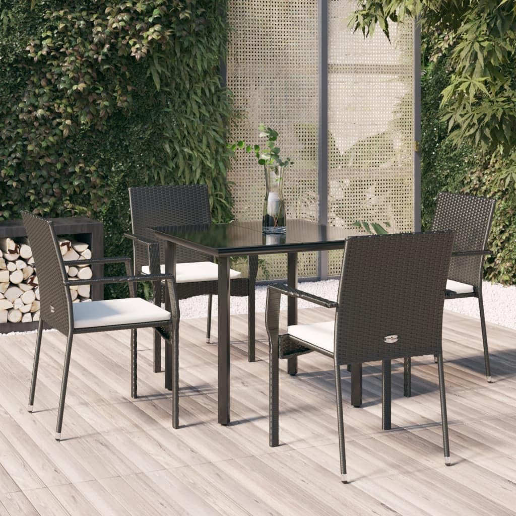 Salon de jardin 5 pièces en rotin synthétique avec table et chaises pour l'extérieur