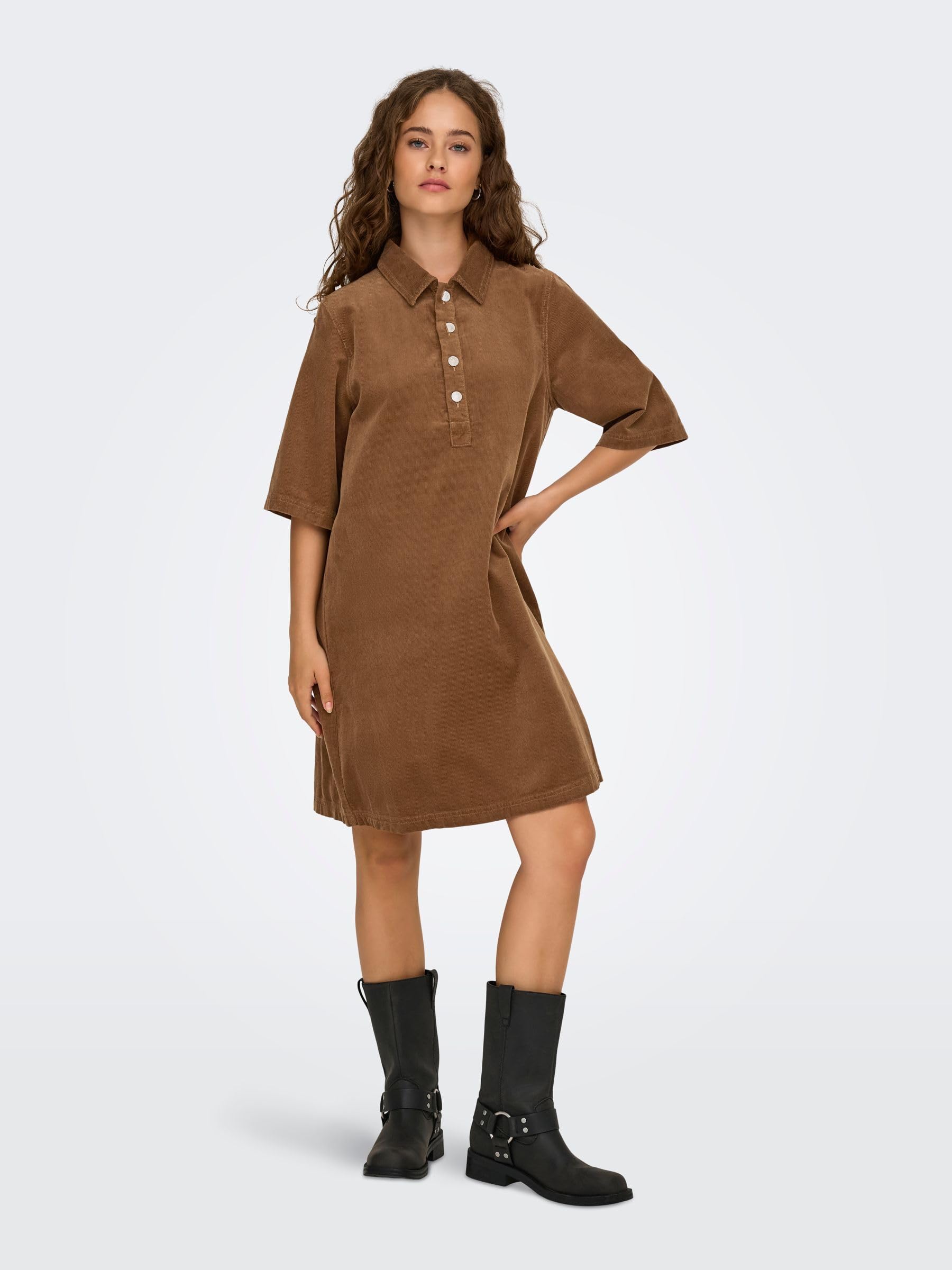 ONLY Onlgry-Nessa S/S Cord Dress PNT Onlgry-Nessa Robe en Velours côtelé S/S Femme (Lot de 1)