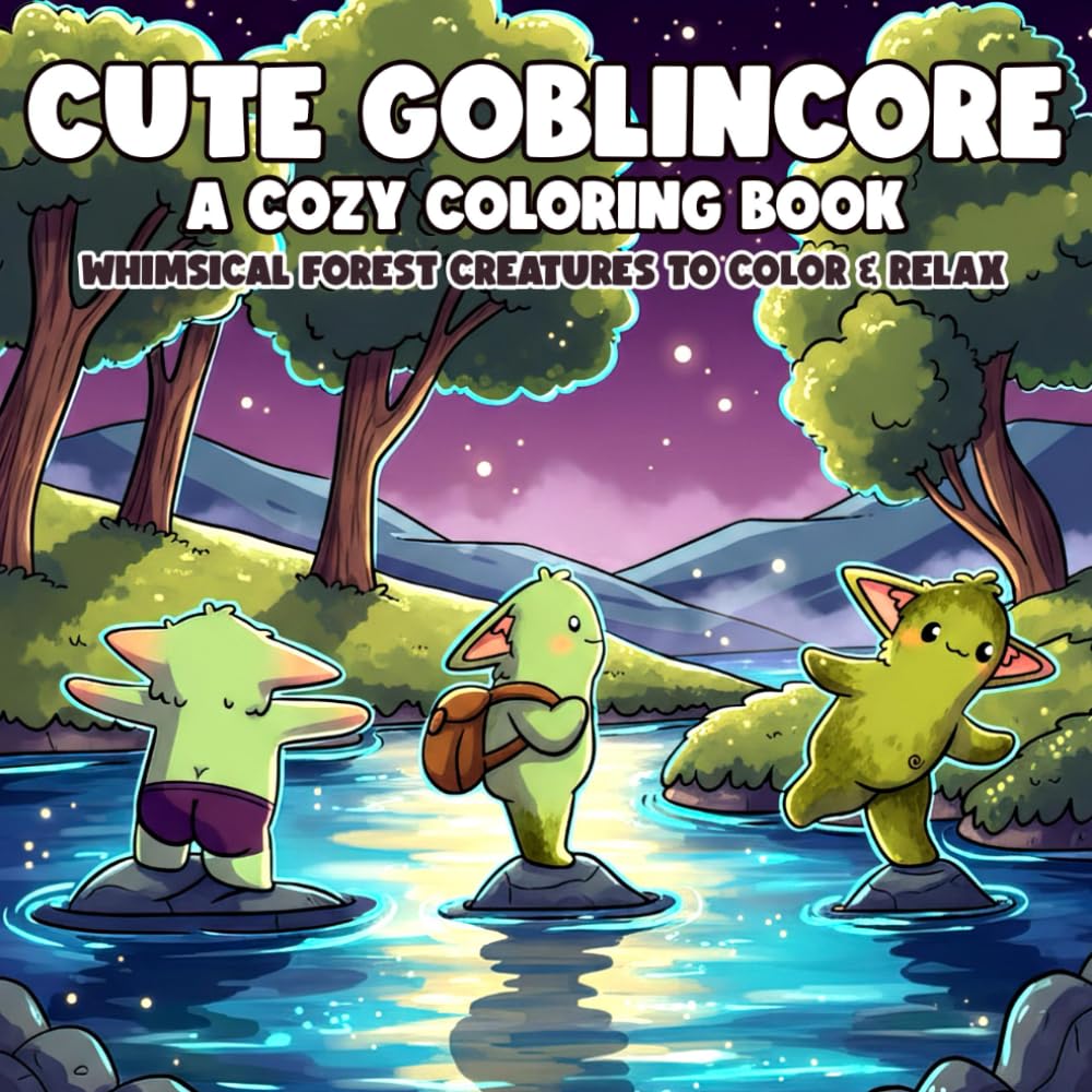 Cute Goblincore Coloring Book: Magical Cozy Coloring Pages featuring Little Fantasy Creatures, Whimsical Worlds, and Relaxing Forest Journeys for Creative Calm