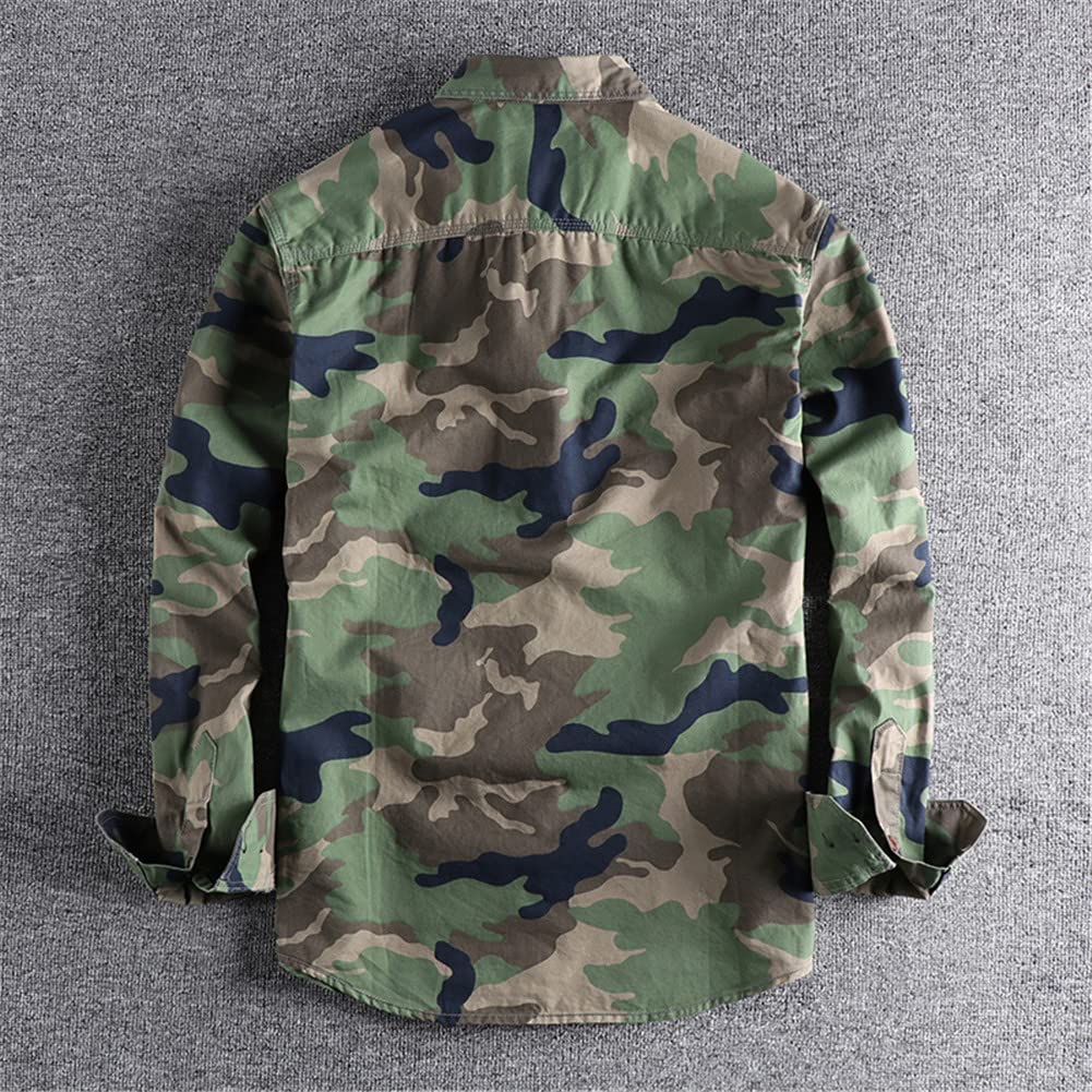 Vsadsau Camo1 Chemise cargo pour homme en plein air, randonnée, sport, militaire, décontracté, poche