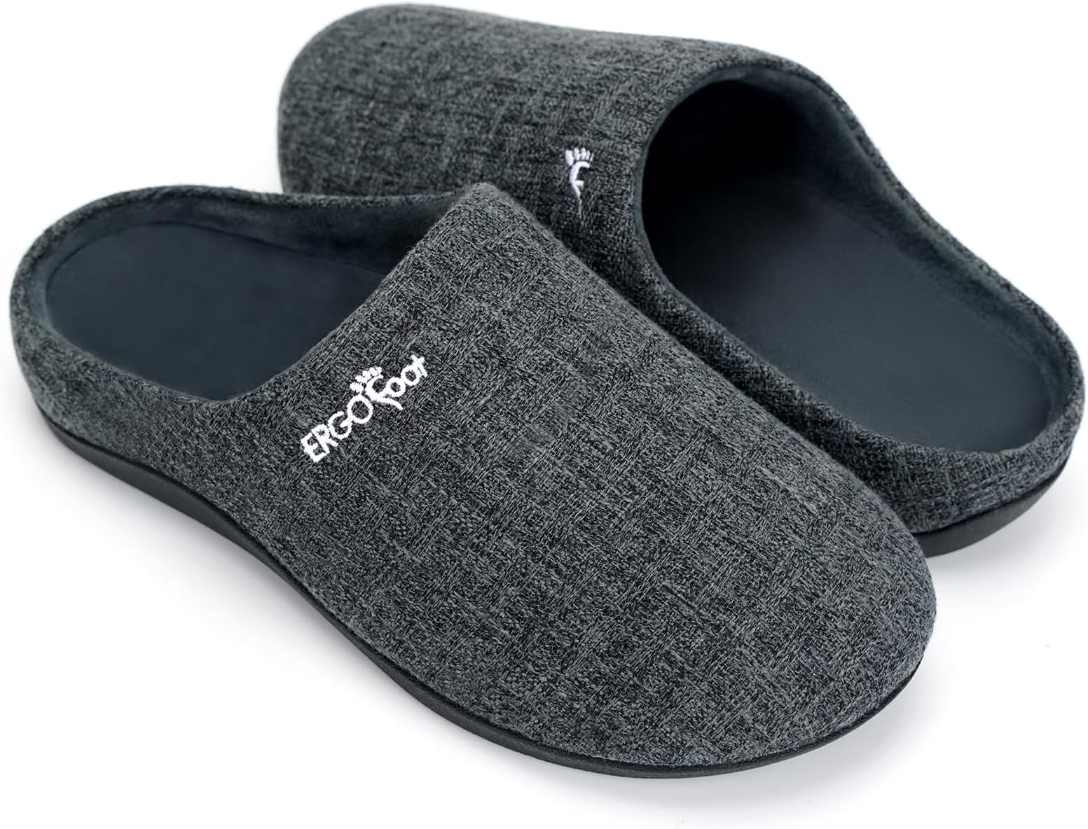 ERGOfoot Orthotic Slippers with Arch Support for Plantar Fasciitis Pain Relief, Comfortable Orthopedic Clog House Shoes with Indoor Outdoor Anti-Skid Rubber Sole