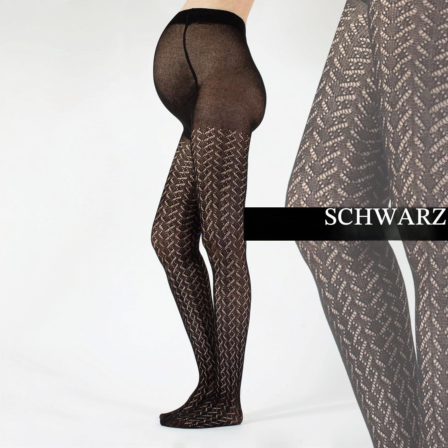 CALZITALY Gestrickte Umstandsstrumpfhose aus Baumwolle | Gemusterte Schwangerschaftsstrumpfhosen | Grau, Braun, Schwarz, Bordeaux, Blau | S, M, L, XL | Made in Italy