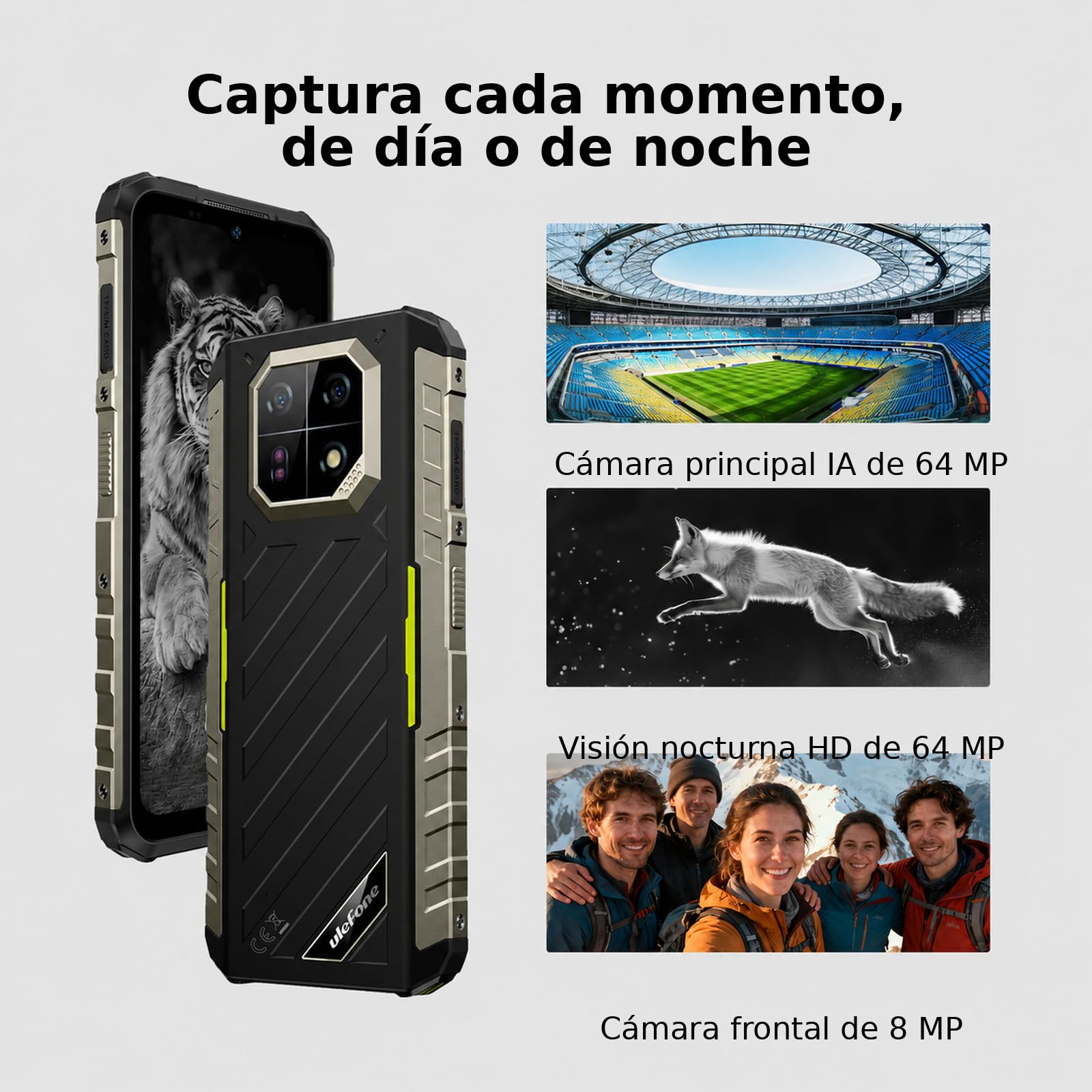 22 Pro Movil Irrompible con eSIM, Helio G200 16GB+128GB, 6.58'' FHD+ 120Hz, Android 16 Movil Indestructible, Cámara de visión Nocturna 64 MP, Face ID + Huella Dactilar/IP68 IP69K/NFC
