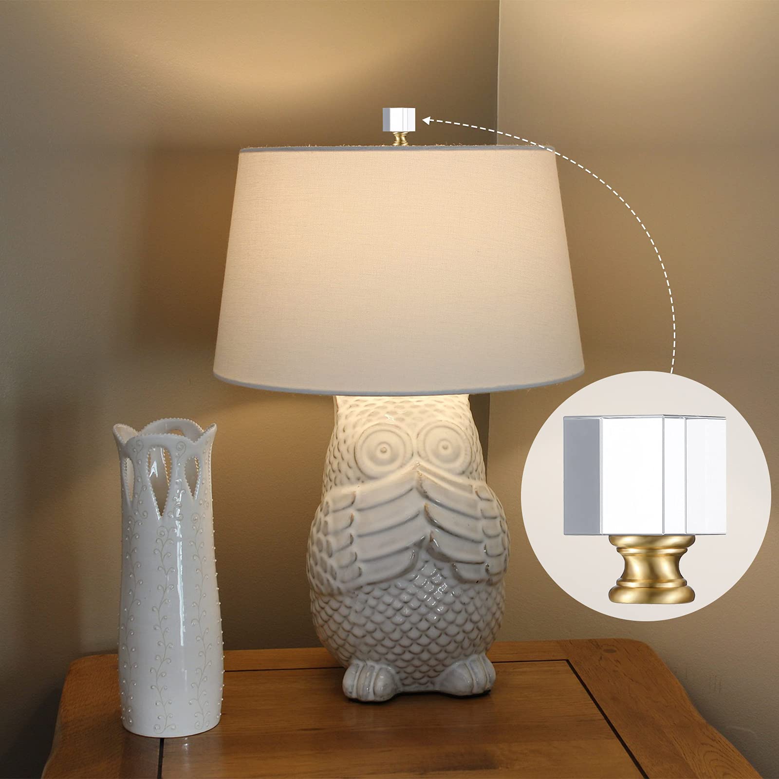 2 Pieces Cube Crystal Lamp Finial Clear Square Lamp Finial Cap