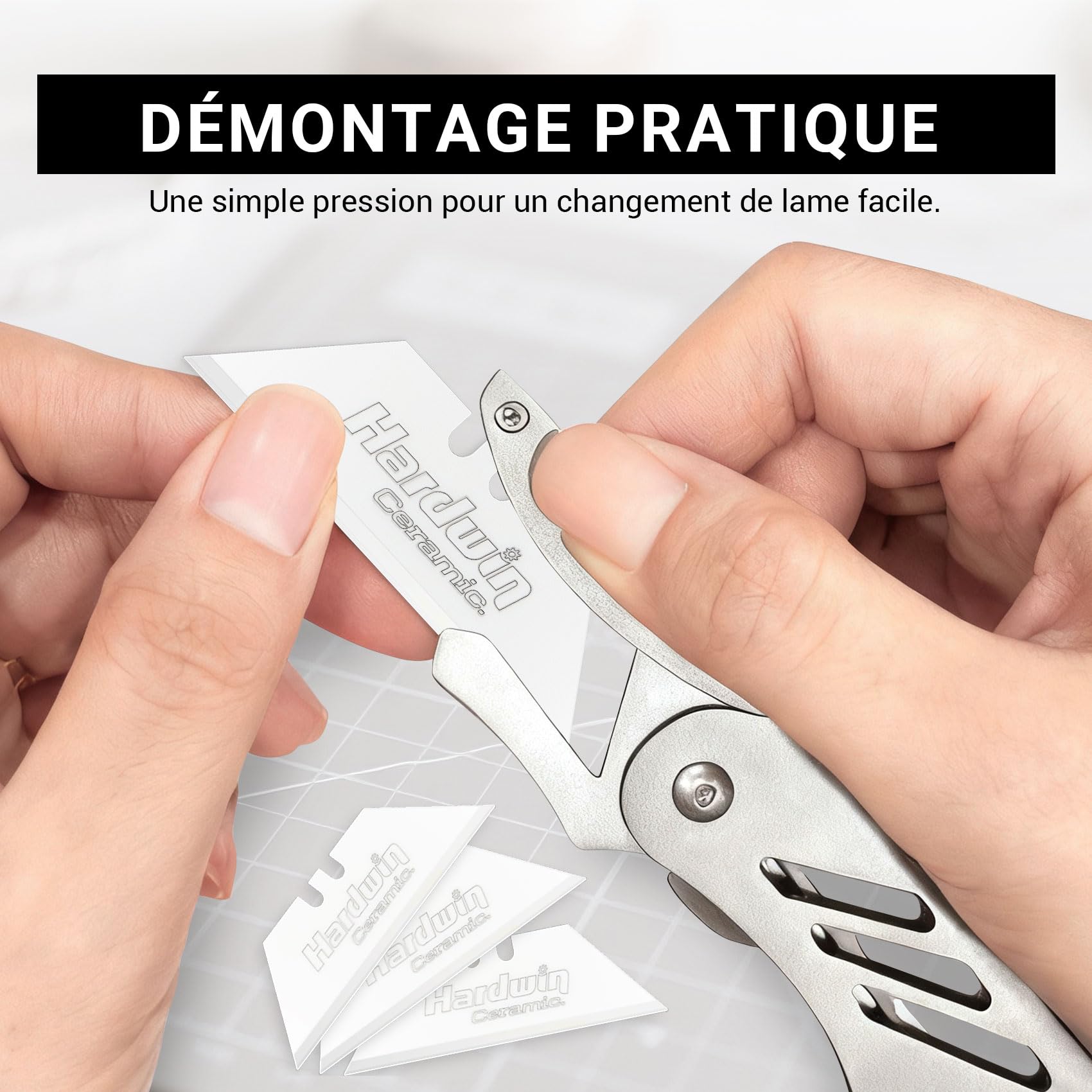 Lot de 20 lames de couteau utilitaires en céramique de zircone de qualité supérieure avec support en métal, antirouille pour travaux manuels et découpe de boîte de précision