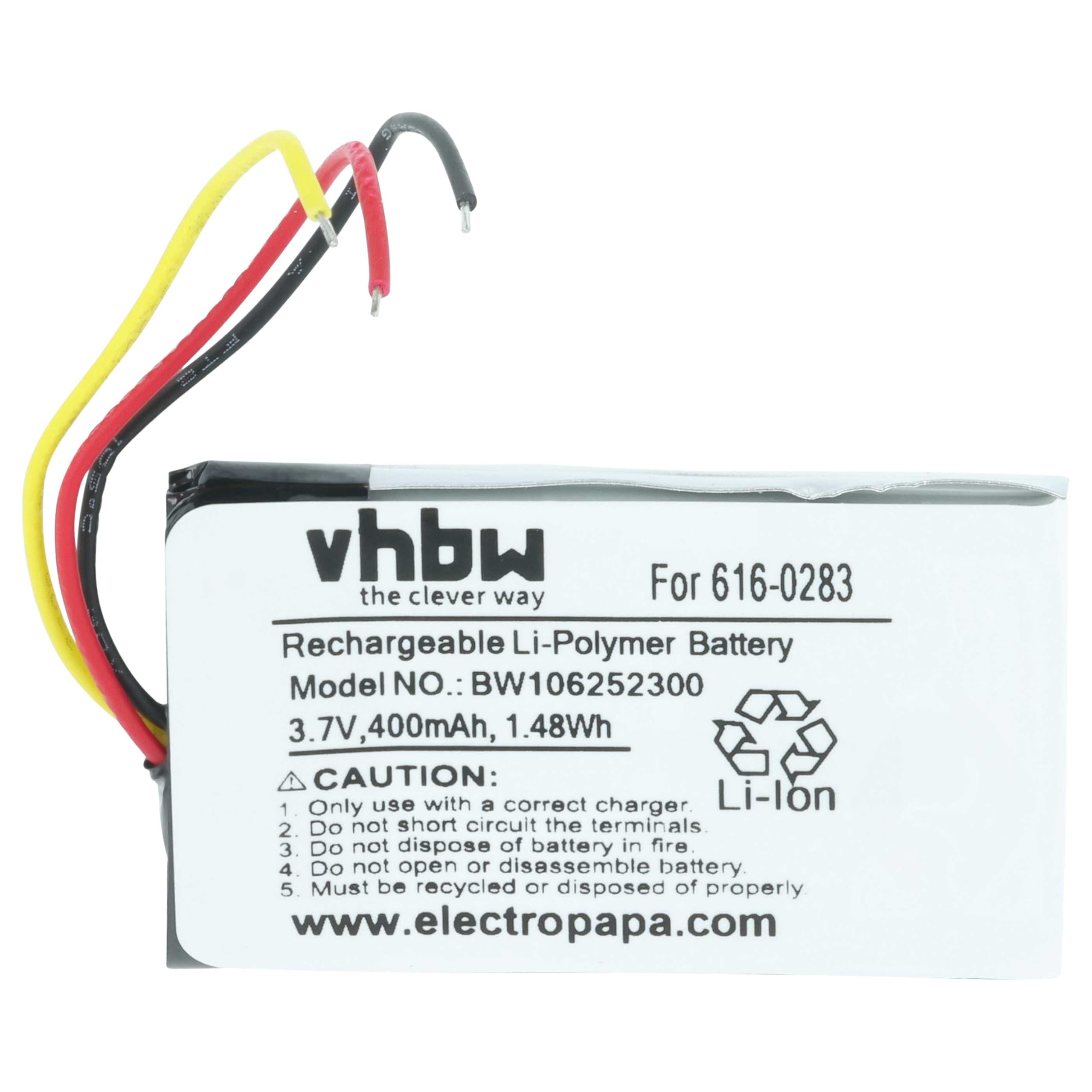 vhbw Akumulator litowo-polimerowy 400 mAh (3,7 V) do odtwarzacza wideo MP3 Apple iPod Nano 1. generacji, MA004LL/A, MA005LL/A, MA099LL/A jak 616-0223, 616-0224.