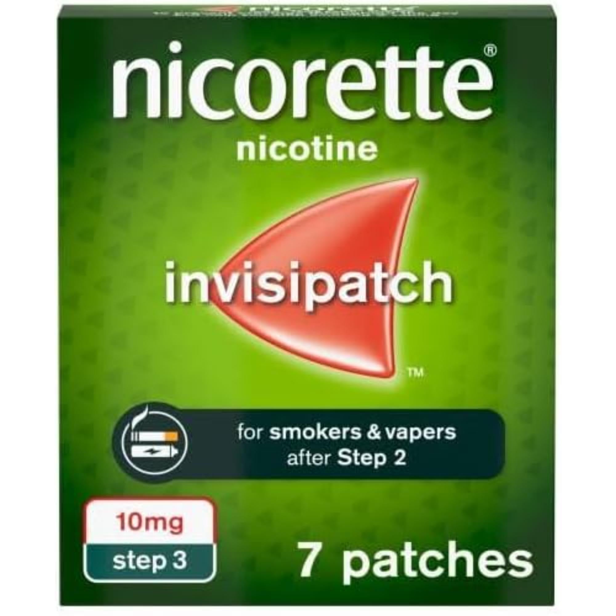 Nicorette InvisiPatch, Nicotine Patches Step 3, 10mg, 7 count, Effective and discreet Stop Smoking and Stop Vaping Aid, Nicotine Patches to Beat Cravings & Withdrawal Symptoms (Quit Smoking or Vaping)