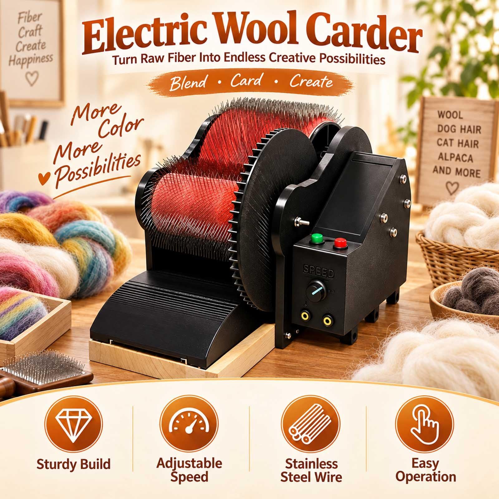 Cardatrice A Tamburo Professionale Con Pedale Per Studio Tessile Domestico