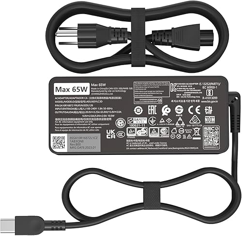65W USB C Type c AC Charger Compatible with Lenovo ThinkPad E580 E585 E590 E590S E595 T480 T490 T580 Yoga C940 C740 thinkbook ADLX65YCC3A Laptop