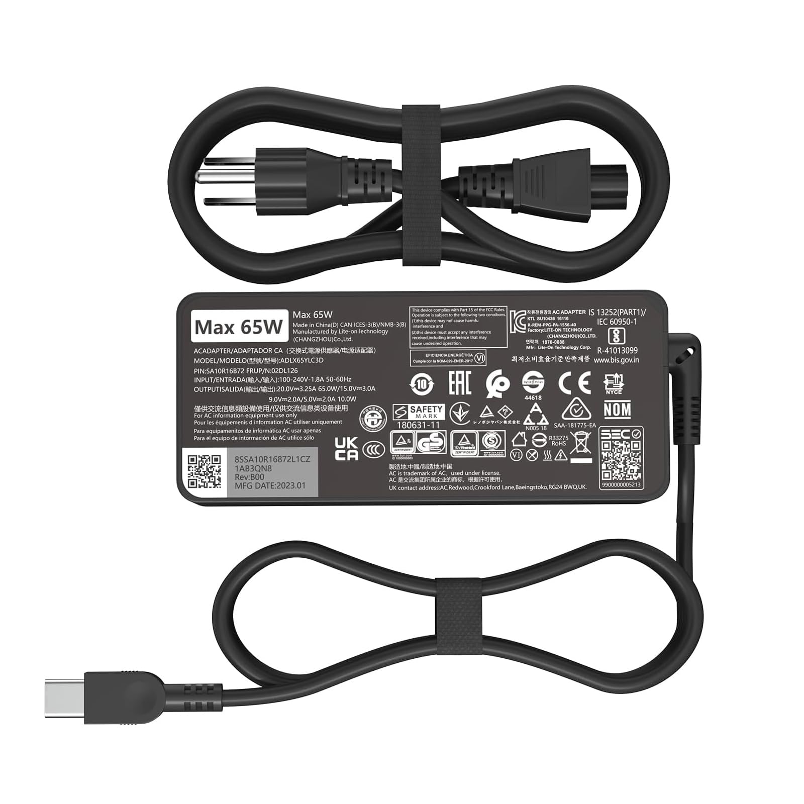 65W USB C Type c AC Charger Compatible with Lenovo ThinkPad E580 E585 E590 E590S E595 T480 T490 T580 Yoga C940 C740 thinkbook ADLX65YCC3A Laptop Power Supply Adapter Cord