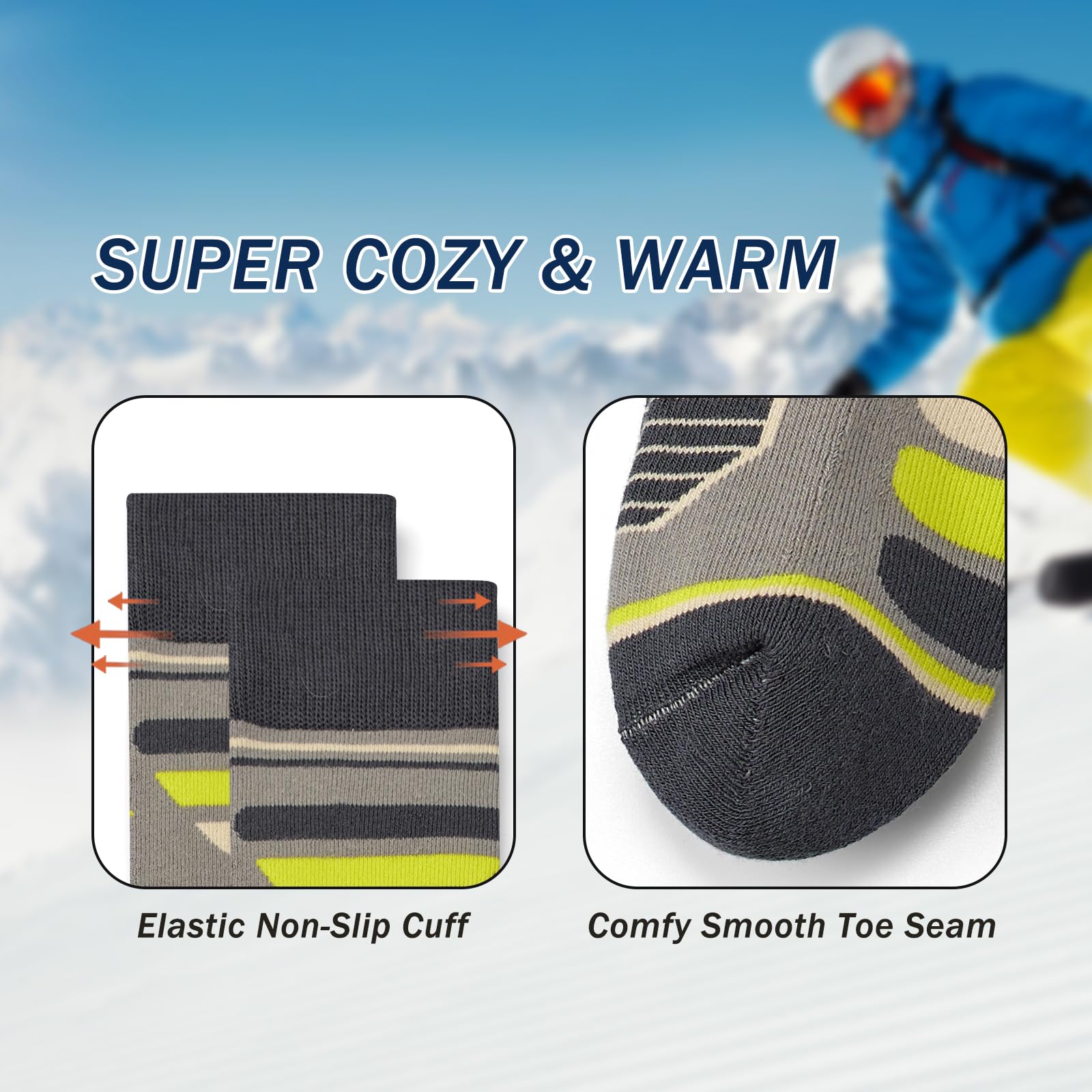 Aisyee Jungen Skisocken Kinder Winter Warme Socken Jungen Lange Socken Gemütliche Thermosocken für Jungen Multipack 3 Paar
