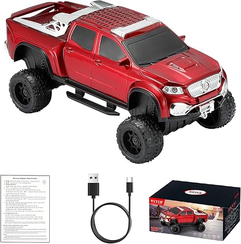 WS-X65 Replica altavoz Bluetooth para camioneta - Sonido HD, radio FM, TWS estéreo, luces LED de fiesta, reproducción USBTF, micrófono incorporado,