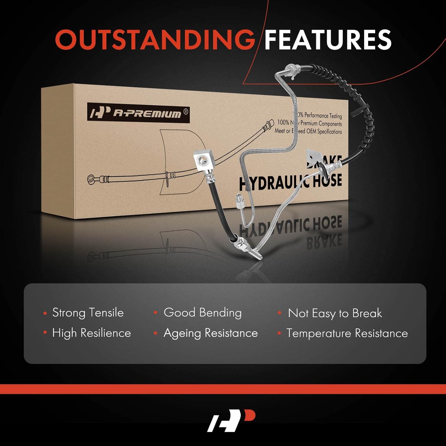 A-Premium Rear Driver Brake Hydraulic Hose Compatible with Select Chrysler and Dodge Models - Grand Caravan 2001-2002, Town & Country 2001-2002, AWD, Inner and Outer Assembly - Replace# 4683793AF