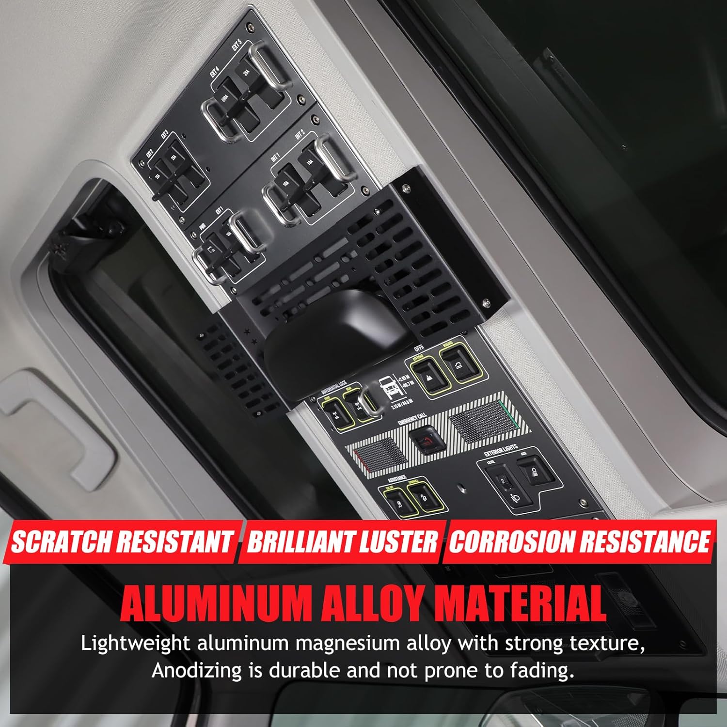 Car Roof Sunglasses Case Modular Panel Compatible with 2020-2024 2025+ INEOS Grenadier Accessories, Aluminum Alloy Overhead Multifunctional Organizer Molle Panel