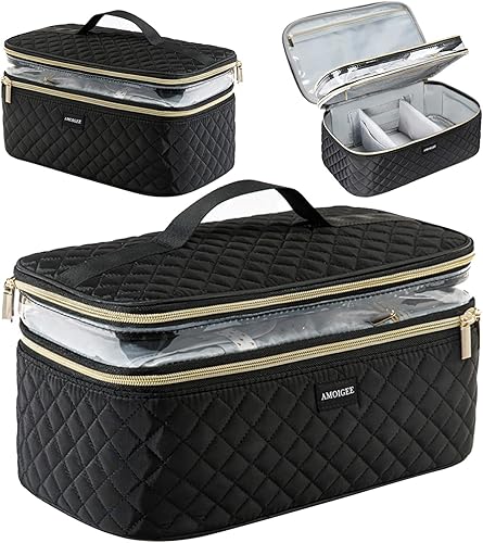 Bolsa de maquillaje grande organizador de bolsas de maquillaje de viaje estuche de tren de doble capa bolsa de maquillaje bolsa de aseo para brochas