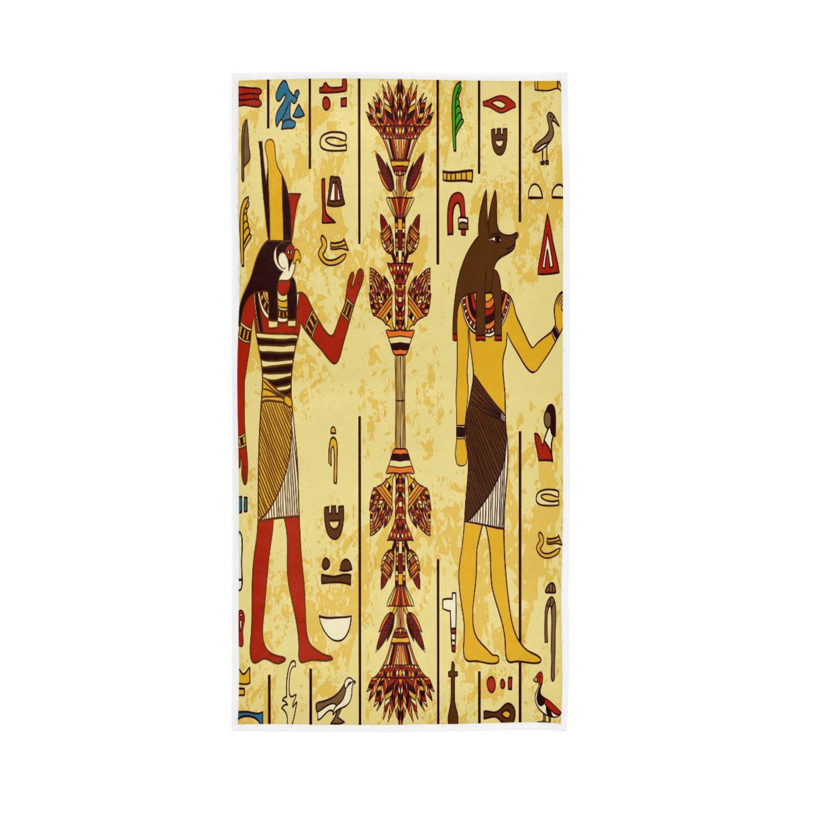 HUYGD Hand Towels Ancient Hieroglyphs Egyptian Gods Decor Fingertip Soft Face Towel Absorbent Bathroom Kitchen Towels