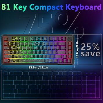 E-YOOSO 75% Wired Mechanical Gaming Keyboard, RGB Backlit, Red Switches