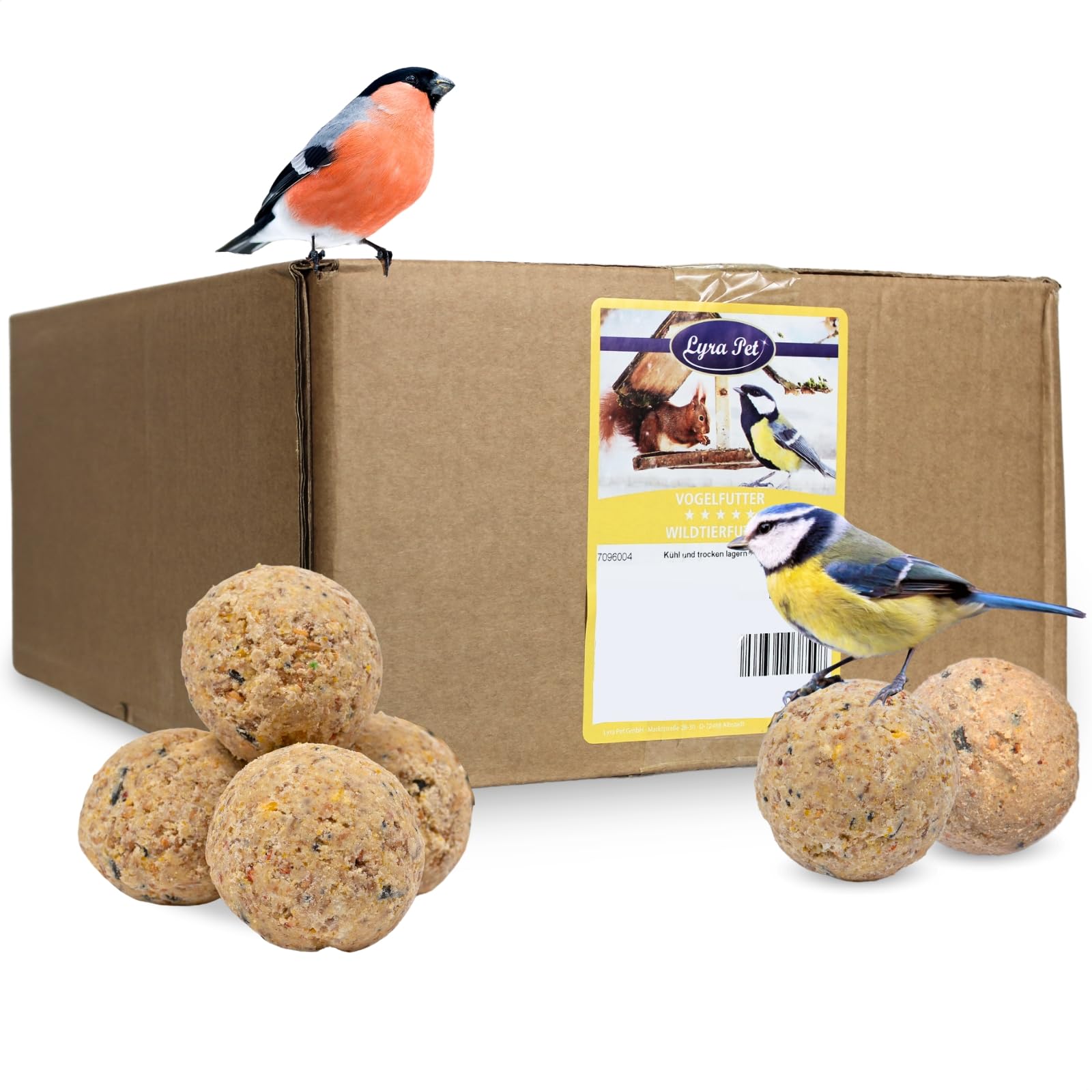 Boules De Graisse Pour Oiseaux Lyra Pet® 100 X 90 G Boulettes De Mésanges Sous Filet | Source D'énergie Pour Les Oiseaux Sauvages | Ourriture Riche En Nutriments Pour Les Oiseaux Boules