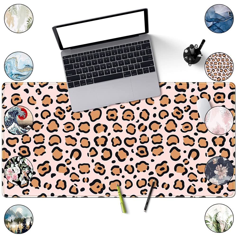 Sous-main Bureau Licorne Rose 60x40cm - Tapis De Souris Grand Format Cuir PU Antidérapant