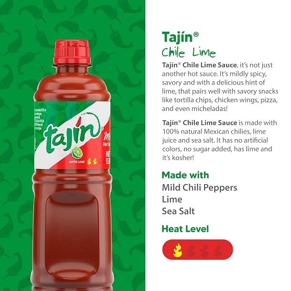 Tajin Chile Lime Sauce, Mild Mexican Hot Sauce for Snacks, Vegetables, Wings, Tacos, Nachos, Fruit, and Drinks, Zesty Flavor Enhancer, 15.38 oz (Pack of 12)