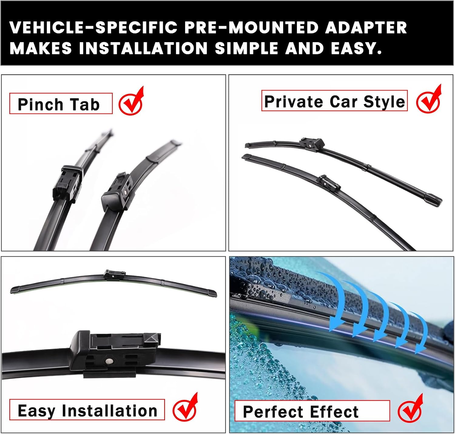 SANRILY 28 Inch 14 inch Rubber Wiper Blades Replacement Set Fit For Ford Fiesta 8 2017-up Stable Quiet Front Windshield Wiper Blades Set
