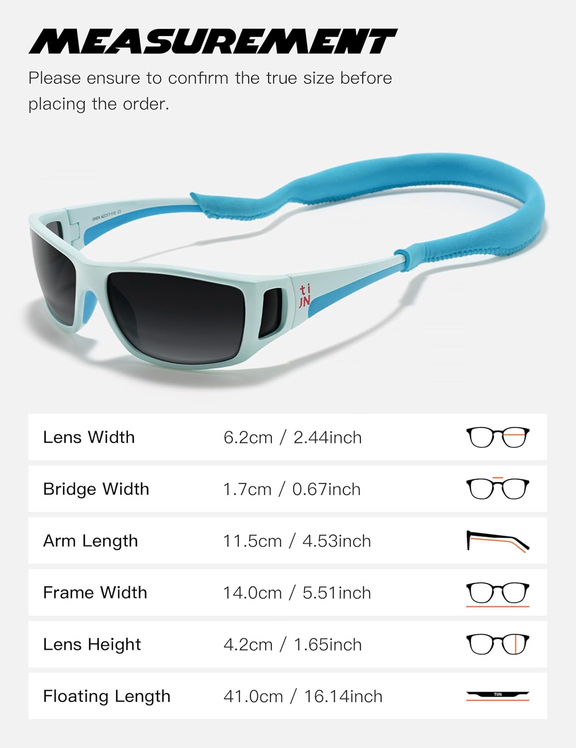 TIJN Polarized Wraparound Sunglasses for Men & Women-UV400 TR90 with Floating Strap for Skiing Snowboarding Winter Outdoors - Image 6