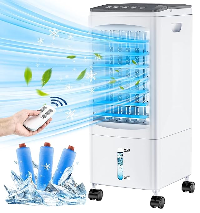 Portable Air Conditioners Evaporative Air Cooler Portable AC Cooling Fan w 3 Spds Cooling Mode Timer Swamp Cooler