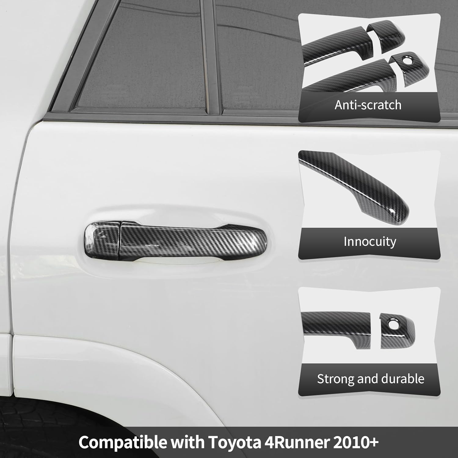 CheroCar Exterior Door Handle Cover Compatible with Toyota 4Runner 2010-2024 Auto Outside Door Handle Covers Decor Trim,Exterior Accessories