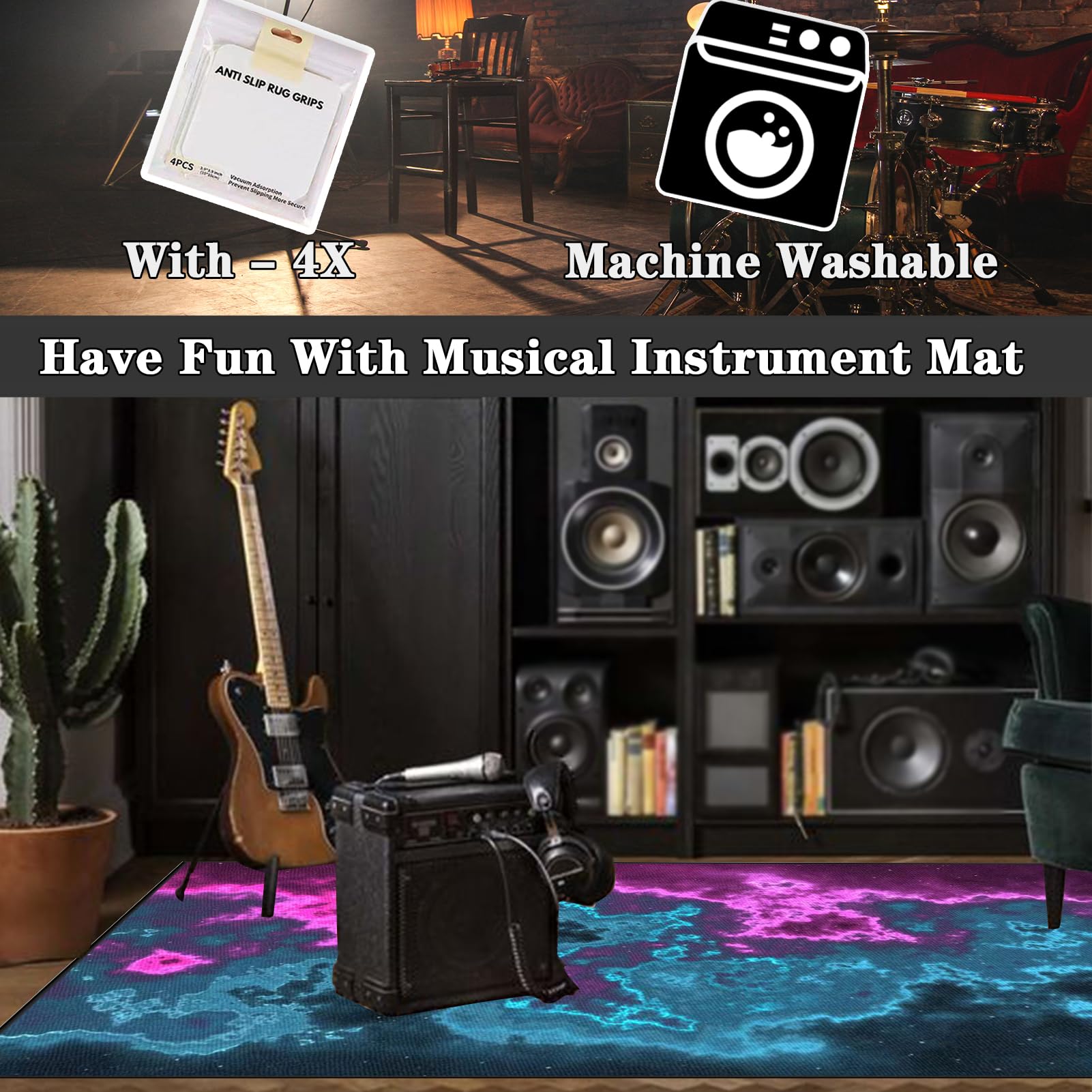 Mata perkusyjna Mata dźwiękochłonna elektroniczna mata bębnowa profesjonalna mata do perkusji Jazz Mata perkusyjna do dużych skarbów i innych instrumentów muzycznych 210 x 180 cm