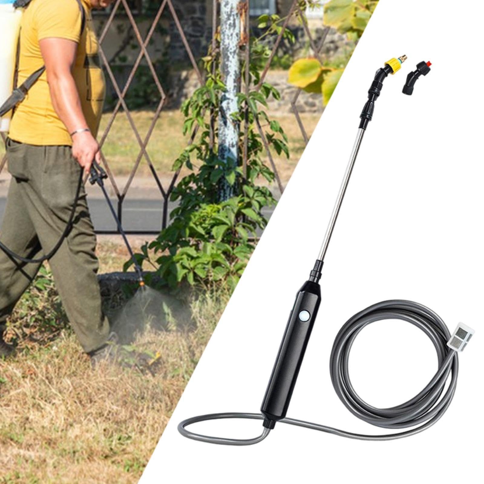 Sprayer Elettrico Dispositivo Spray Regolabile Portatile Tubo Estensibile Ugello Telescopico Ricaricabile Adatto per Irrigazione Giardino Pulizia Dome, con Tubo da 5 M