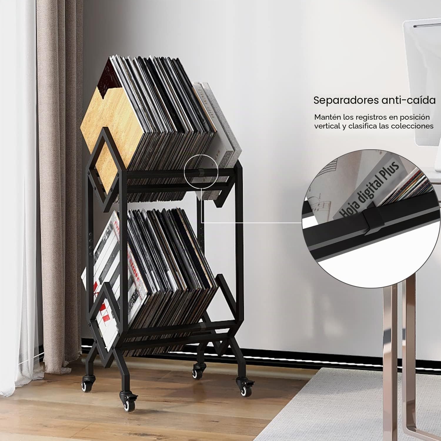 VEDECASA Soporte de almacenamiento de vinilo DJ, soporte de almacenamiento LP, almacenamiento de revistas de oficina, organizador de archivos