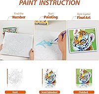 Vista 2 de Kit de pintura por números enmarcado de Wings Giant para niños de 4-8, 8-12 años, tema de perro de dibujos animados para principiantes, pintura
