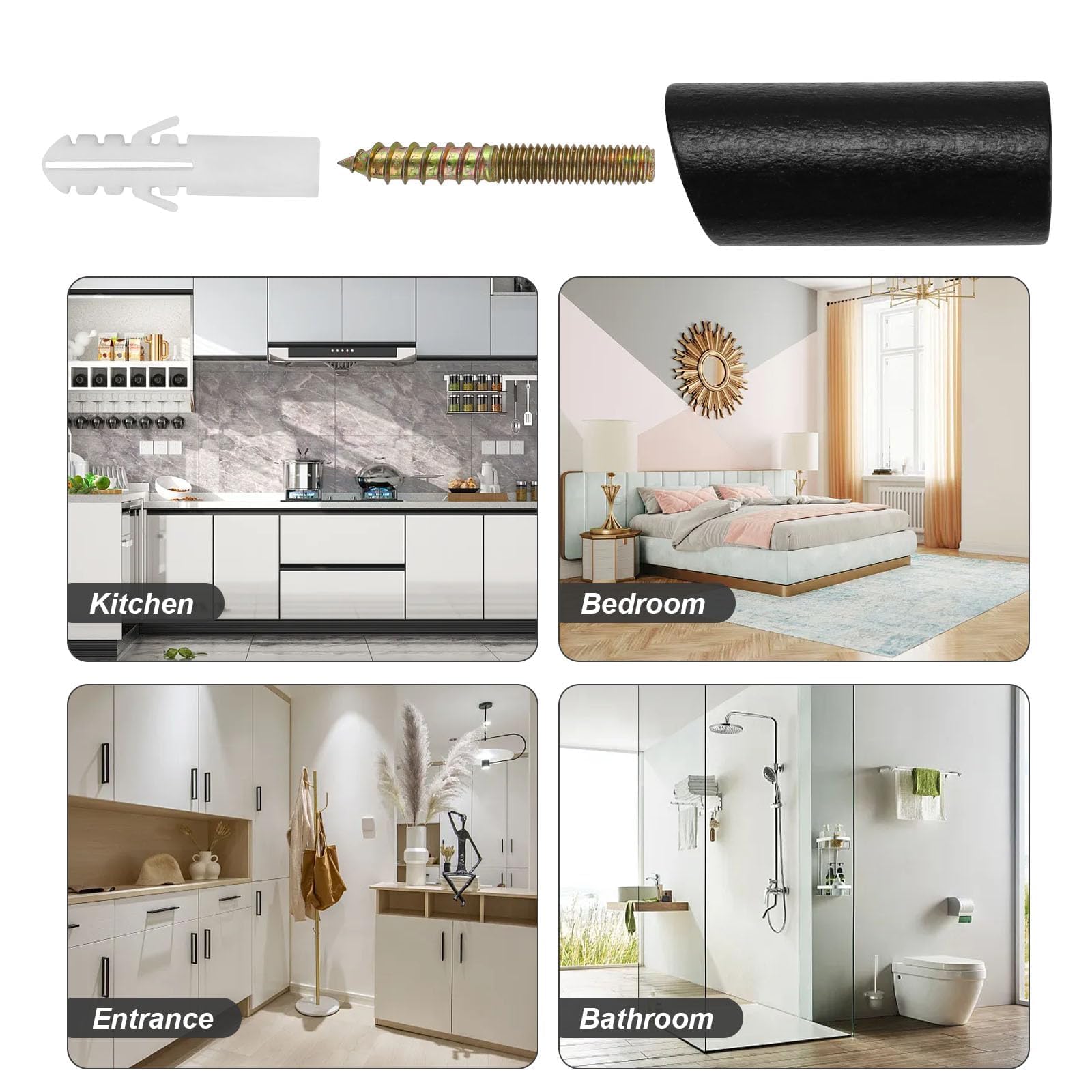 10 Crochets Mural En Bois Noir - Porte-manteau Pour Manteaux, Sacs, Chapeaux - 13