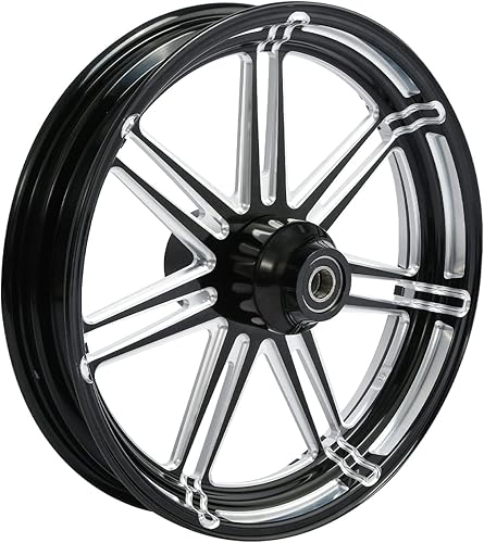 Miniatura 6 de Llanta de rueda delantera de aluminio de 18 pulgadas, disco dual con cubo para Harley Touring Road Glide Street Glide Bicicletas personalizadas