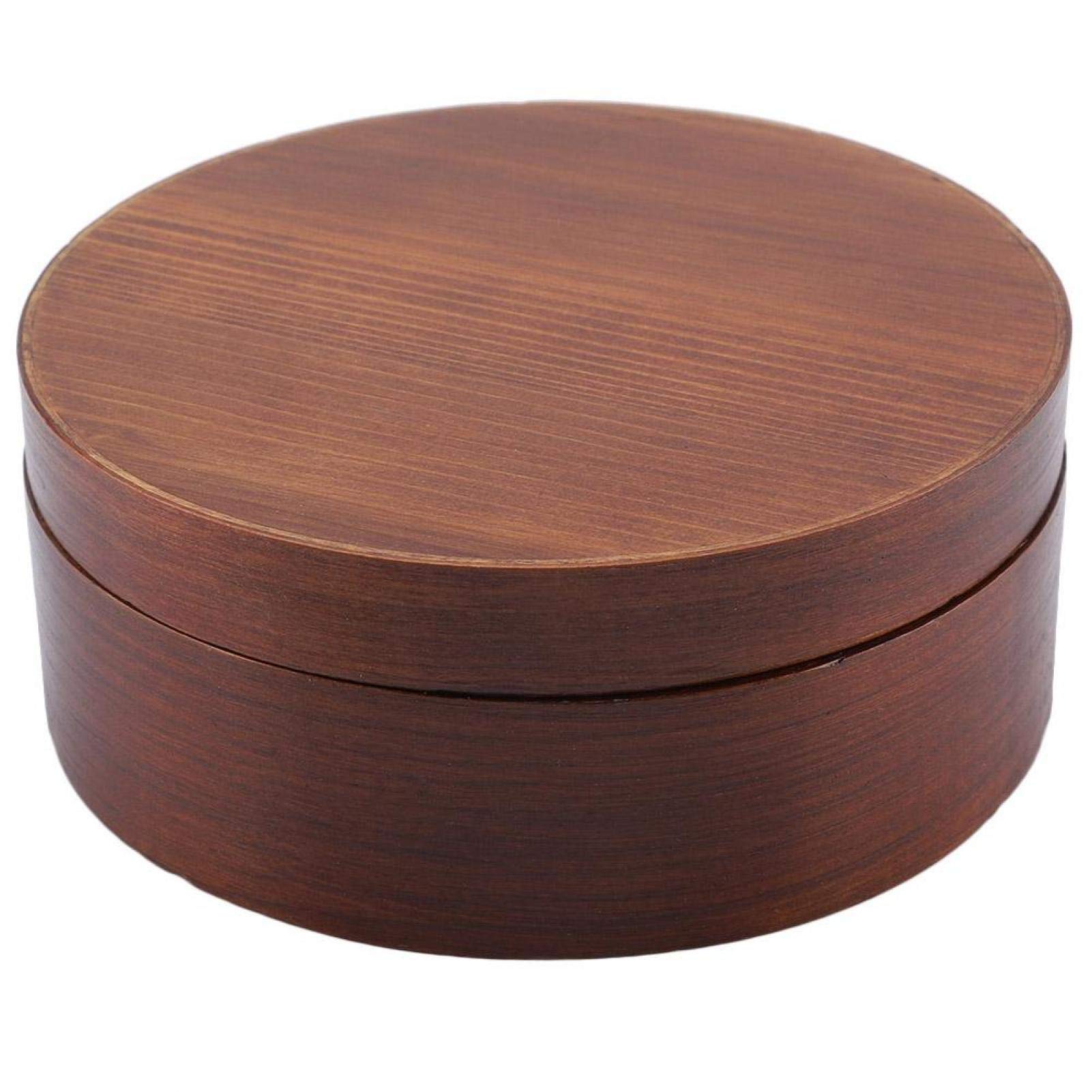 Demeras Retro Round Food Box Bento Box Wooden Bento Box Picnic Lunchbox